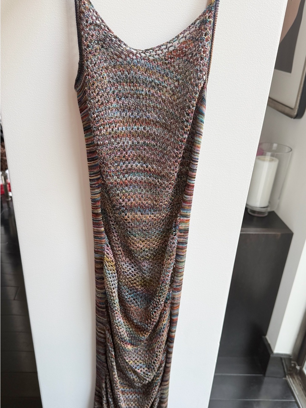 Authentic Missoni Mare multicolored open-knit maxi cover-up, made in Italy.